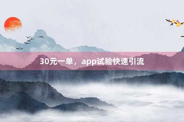 30元一单，app试验快速引流